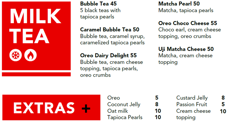 Royal Tea SA Milk Tea Menu